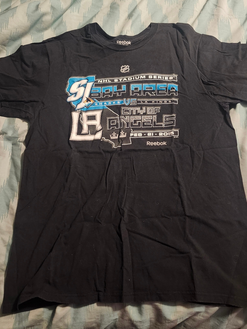 Reebok NHL Stadium Series 2015 Graphic T-Shirt Sharks vs LA Kings Men's Size L